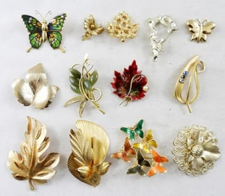 VINTAGE LEAF BROOCH LOT (13)