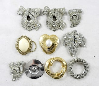 SPARKLING VTG SCARF CLIP ASSORTED LOT (10)