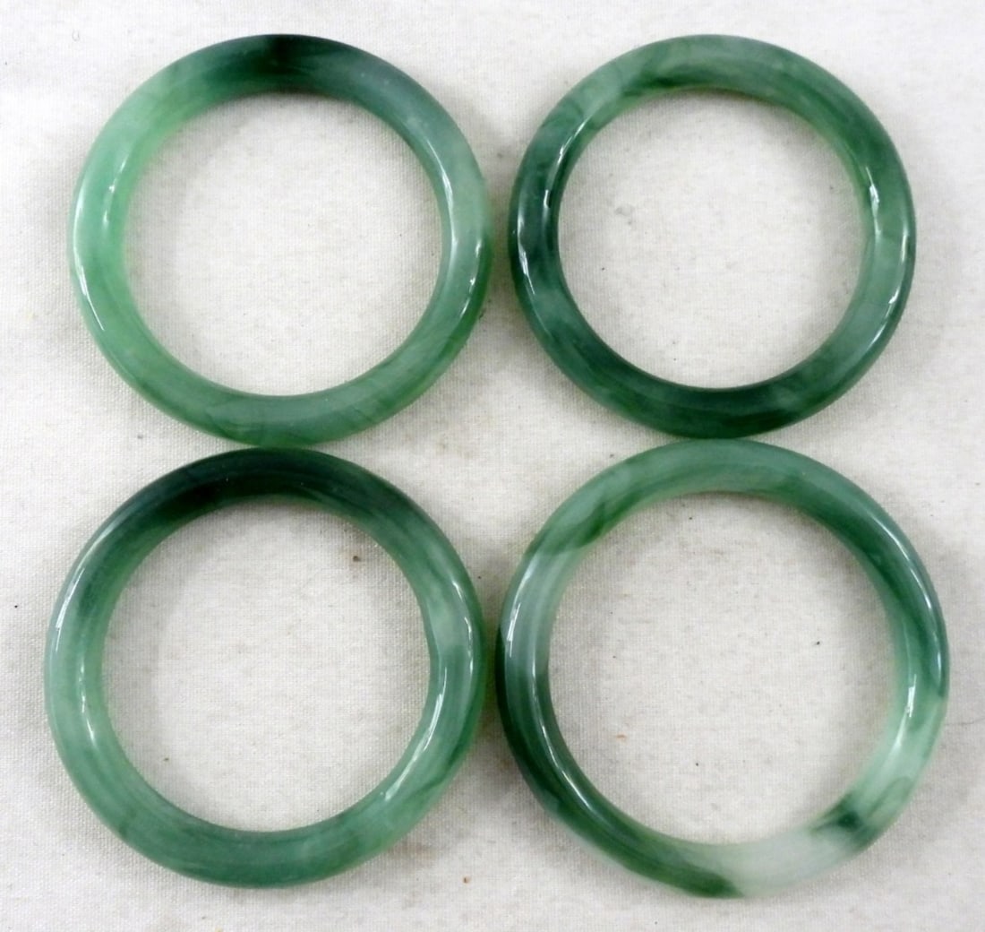 (4) JADE STYLE BANGLE BRACELETS (1 of 2)