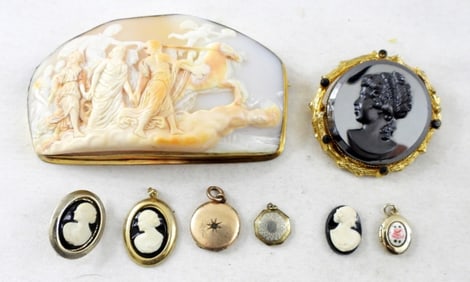 MINI LOCKETS AND CAMEO MIXED LOT (8)