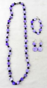 FUN PURPLE FLOWERS MATCHING JEWELRY SET