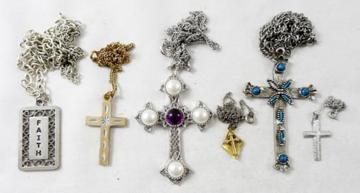 (5) CROSS NECKLACES (1) FAITH NECKLACE