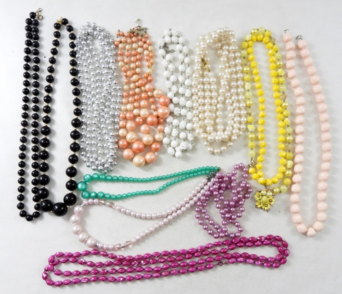 (12) BEADED VINTAGE to NOW NECKLACES: VARIOUS LENGTHS