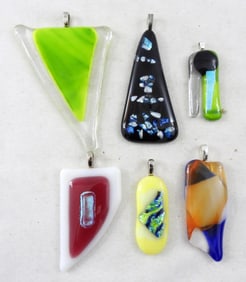6 UNIQUE HANDMADE GLASS PENDANTS