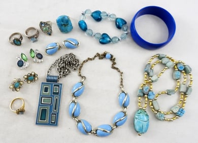 VARIETY LOT BLUE TONES JEWELRY (13 PIECES)