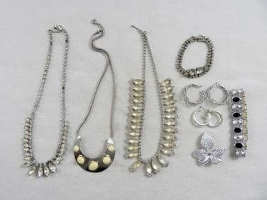(8) SILVER TONE WITH RHINESTONES LOT