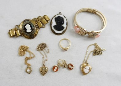 (8) GOLD TONE & CAMEO LOT
