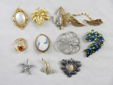 VTG SILVER & GOLD BROOCH LOT