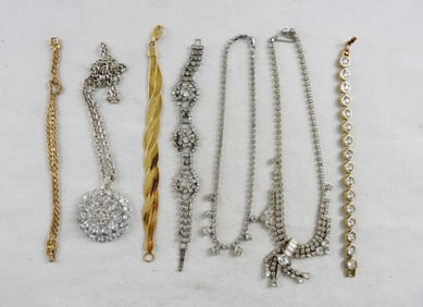 (7) GOLD & SILVER TONE RHINESTONE LOT