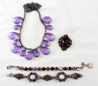 (4) VTG PURPLE FASHION JEWELRY