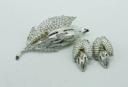 VTG RHINESTONE CORN BROOCH & EARRINGS