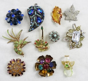 VTG GEMSTONE BROOCH LOT (11)