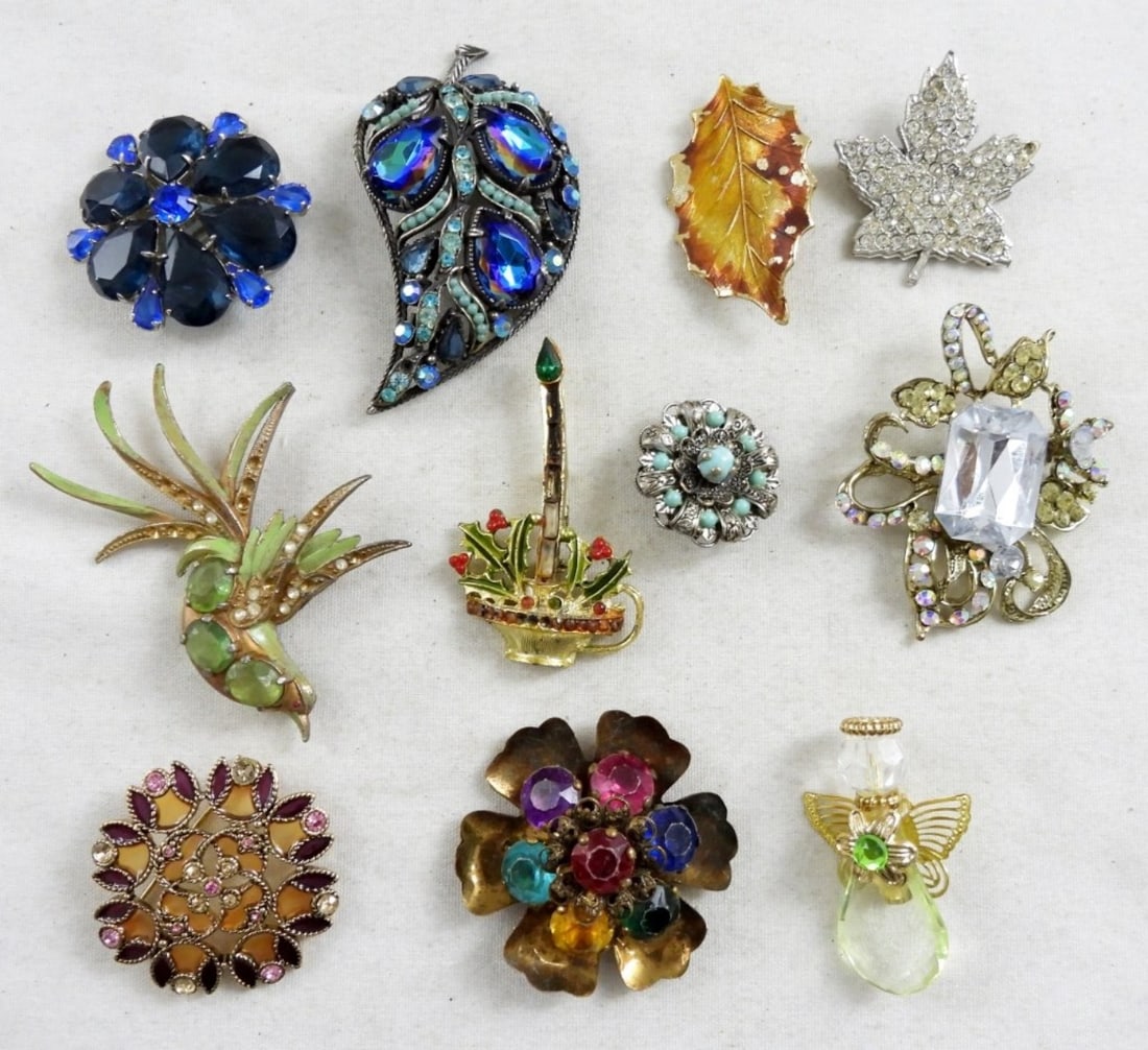 VTG GEMSTONE BROOCH LOT (11) (1 of 2)
