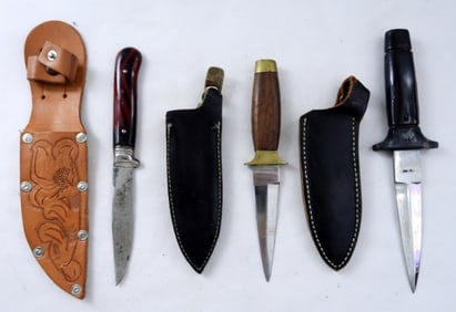 (2) BOOT KNIVES & (1) STRAIGHT KNIFE
