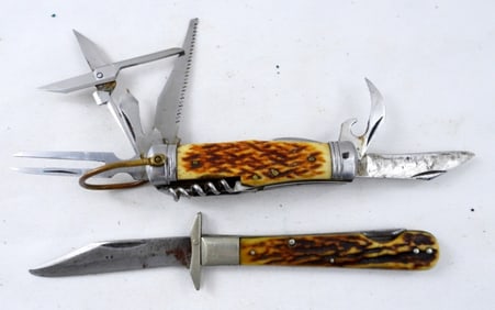 (2) VINTAGE BONE HANDLE KNIVES