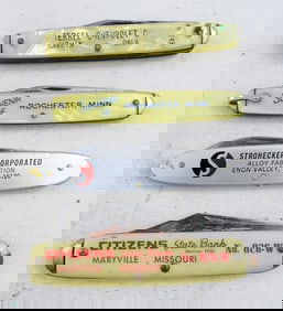 (4) VTG ADVERTISING KNIFE LOT