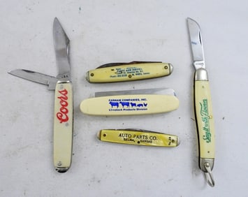 (5) VTG ADVERTISING KNIFE LOT