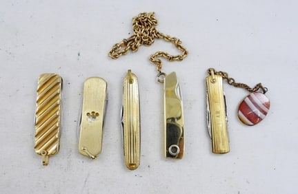 (5) GOLD TONE GENTLEMENS KNIFE LOT