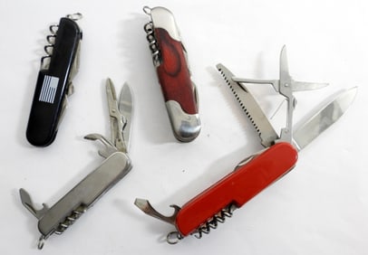 (4) VARIOUS SWISS ARMY KNIVES