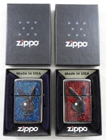 (2) 2015 PLAYBOY BUNNY GLITTER ZIPPO LIGHTER