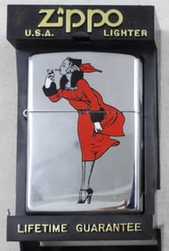 1995 SEALED THE VARGA GIRL RED DRESS ZIPPO