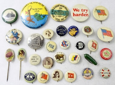 30 VINTAGE PINS ASSORTED LOT