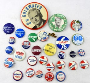 ASSORTED PRESIDENTIAL CAMPAIGN PINS (32)