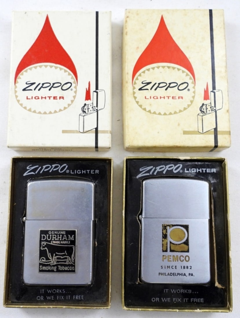 (2) VTG ZIPPOS - PAT#2517191- PEMCO 1963 (1 of 4)
