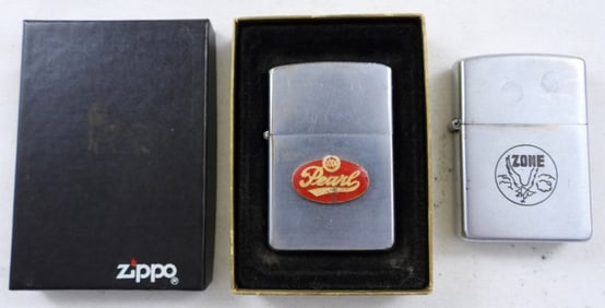 (2)VTG 1958 PEARL ZIPPO, PAT#2517191- ZONE