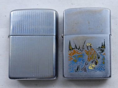 (2)VTG 1975 MAN FISHING & VTG 1979 ZIPPO