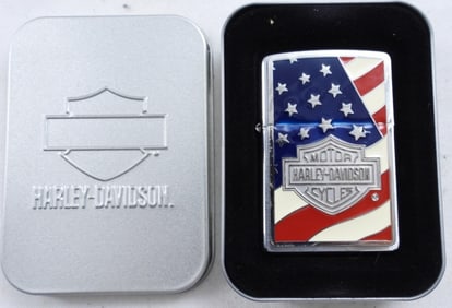2004 RED, WHITE, BLUE HARLEY ZIPPO