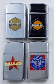 (4) 1972-1978 SLIM ZIPPO LOT