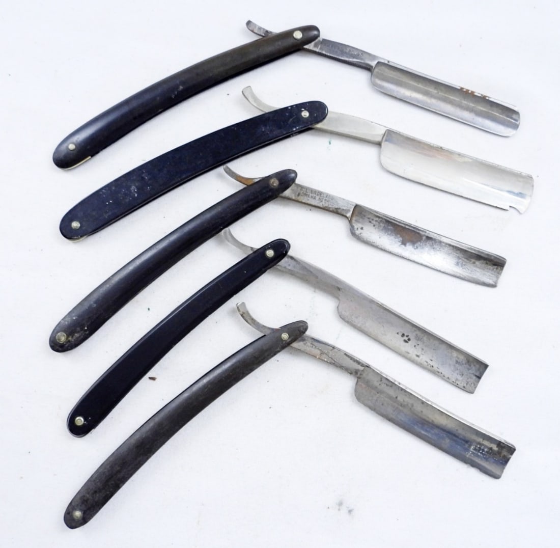 (5) VINTAGE BLACK HANDLE RAZORS (1 of 2)