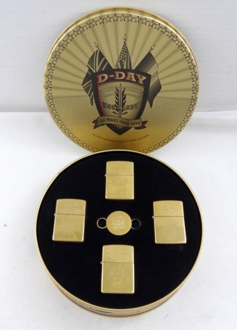 D-DAY NORMANDY 50 ANN. ZIPPO LIGHTER SET (1 of 5)