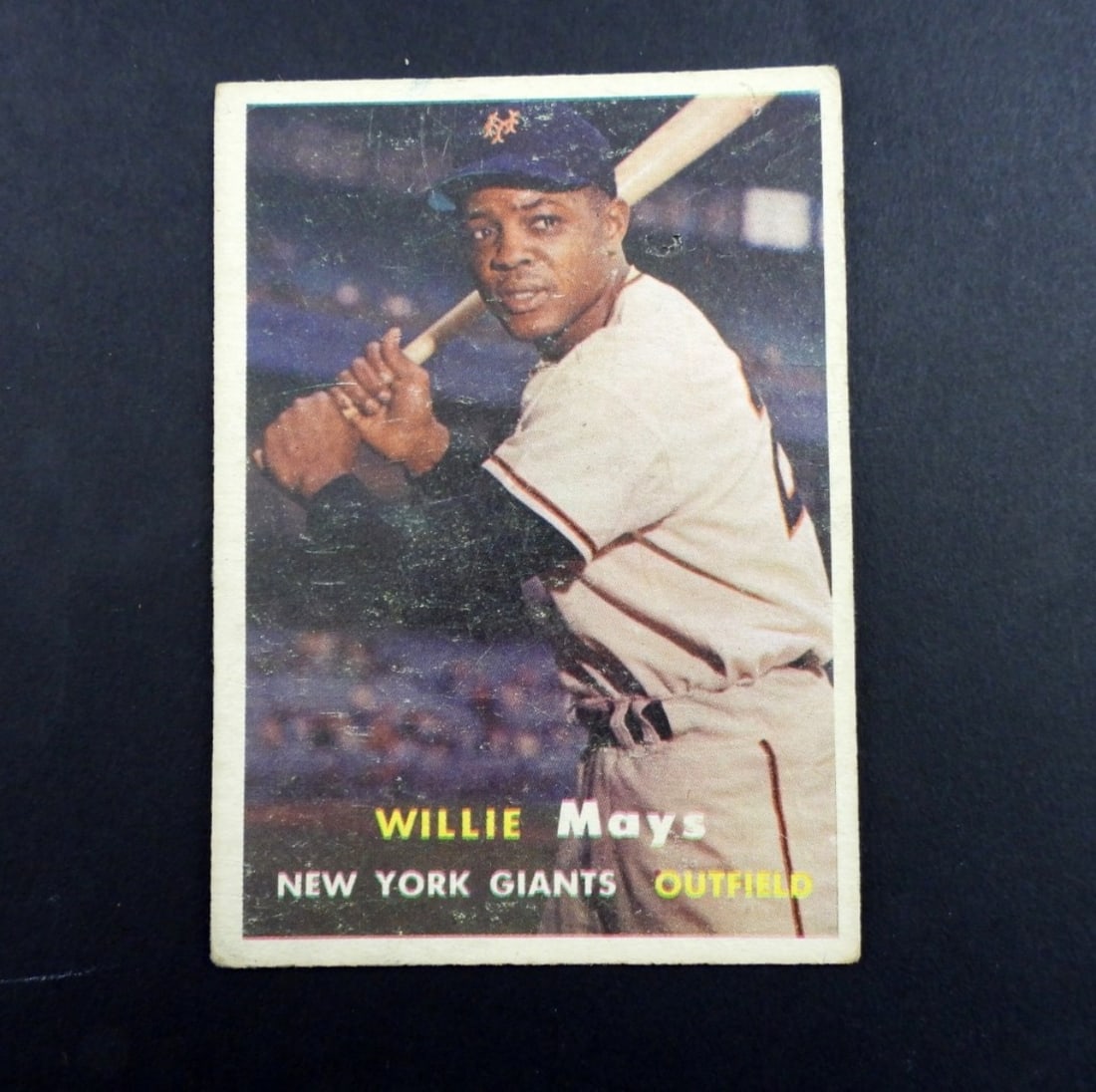1957 TOPPS #10 WILLIE MAYS: GOOD / SURFACE SCUFFING