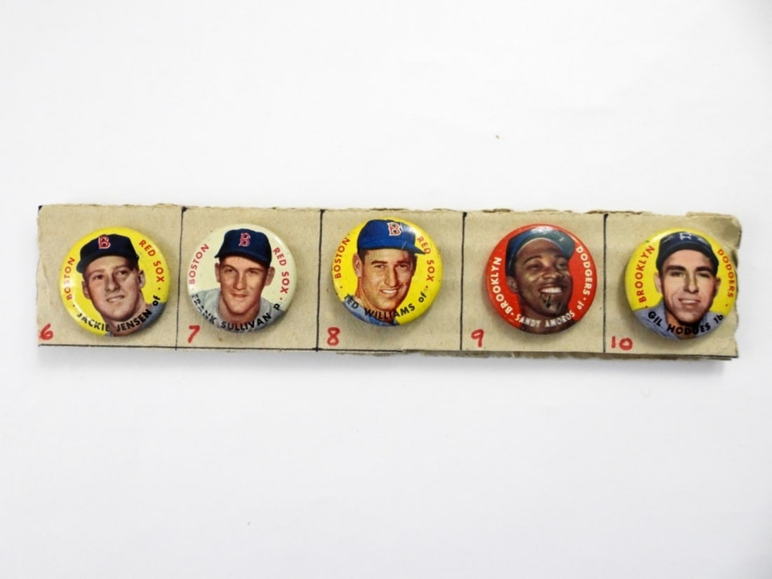 (5) 1956 TOPPS BASEBALL PINS / BUTTONS (1 of 1)