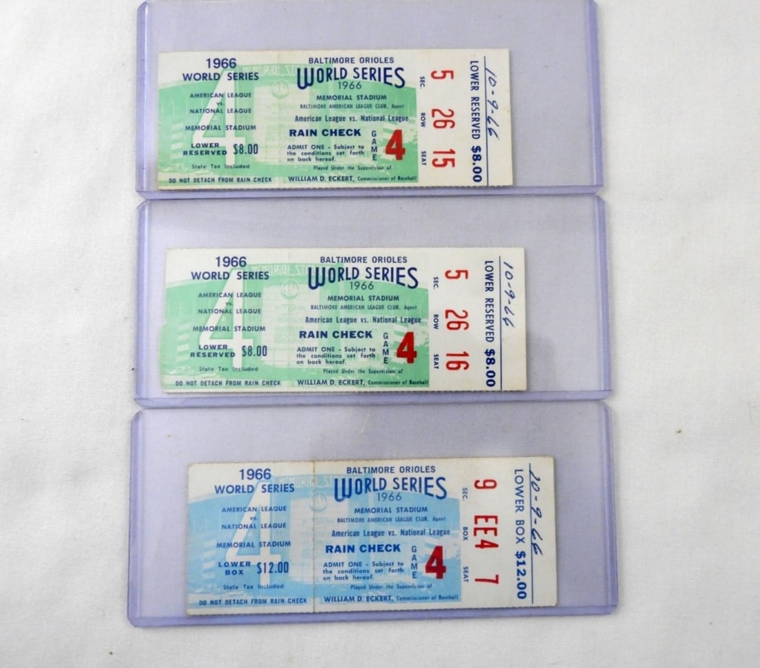 (3) 1966 WORLD SERIES GAME 4 TICKETS: MEMORIAL STADIUM