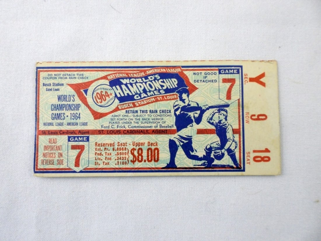 1964 WORLD'S CHAMPIONSHIP GAMES #7: BUSCH STADIUM - WAS GLUED TO SOMETHING AT ONE TIME with GLUED PAPER STILL ATTACHED TO BACK