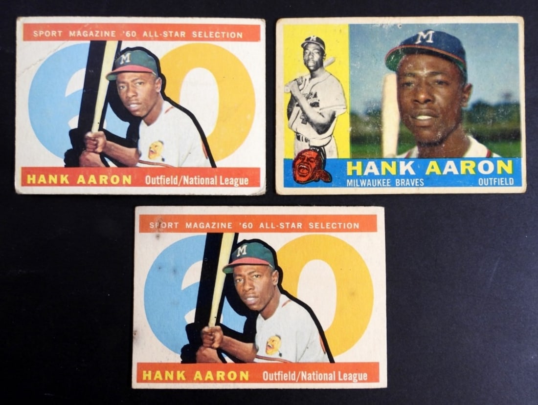 (3) 1960 TOPPS HANK AARON CARDS (1 of 2)
