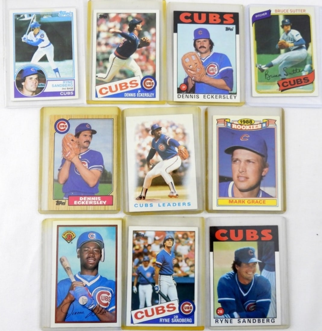 1980-89 VARIETY CUBS BASEBALL CARD LOT (10): 10 VARIETY ASSORTMENT OF CUBS BASEBALL CARDS, VG-VGEX, BID NOW!
