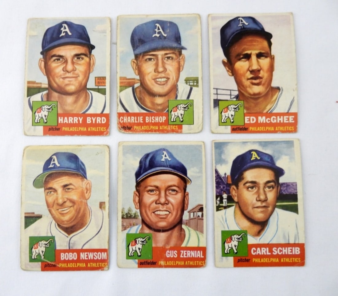 1953 PHIL.  ATHLETICS TOPPS LOT (6) (1 of 2)