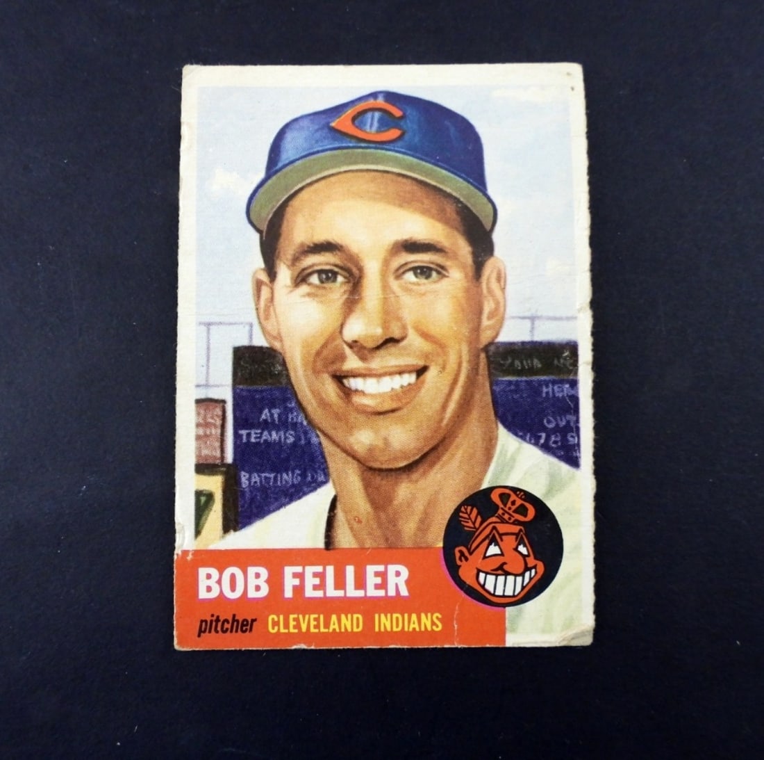 1953 BOB FELLER TOPPS 54: 1953 BOB FELLER TOPPS NO 54, VG (SLIGHT CREASING)