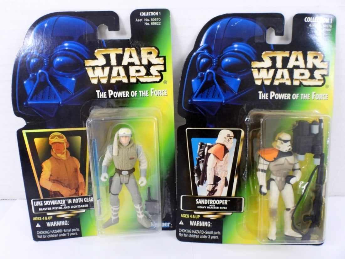(2)1996 STAR WARS FIGURINES .LUKE SKYWALKER: (2) KENNER 1996 STAR WARS THE POWER OF THE FORCE FIGURINES, LUKE SKYWALKER & SAND TROOPED