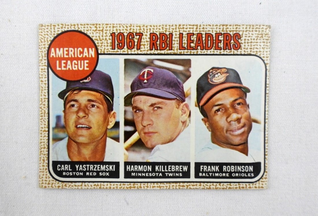 1968 TOPPS #4 67' RBI LEADERS CARD: YASTRZEMSKI, KILLEBREW, ROBINSON, VGEX