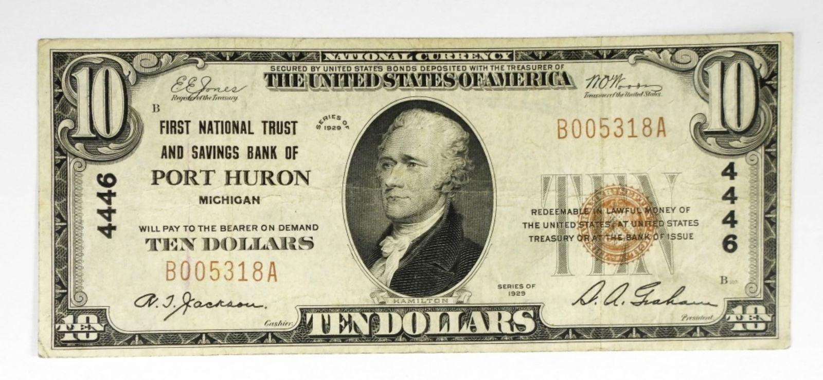 1929 $10 NATIONAL NOTE CHARTER 4446 (1 of 2)