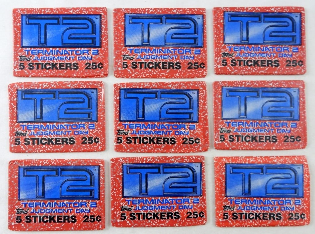 (9 PACKS) TOPPS T2 JUDGMENT DAY 5 STICKERS (1 of 2)