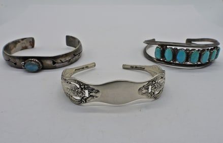 (3) STERLING CUFF BRACELETS