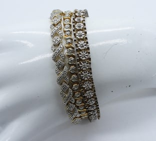 (3) GOLD TONE 925 TENNIS BRACELETS