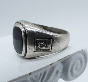 RARE PUBLIX STERING ONYX SERVICE RING