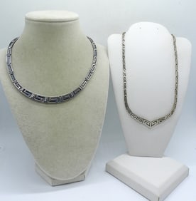 (2) STERLING GREEK KEY NECKLACES
